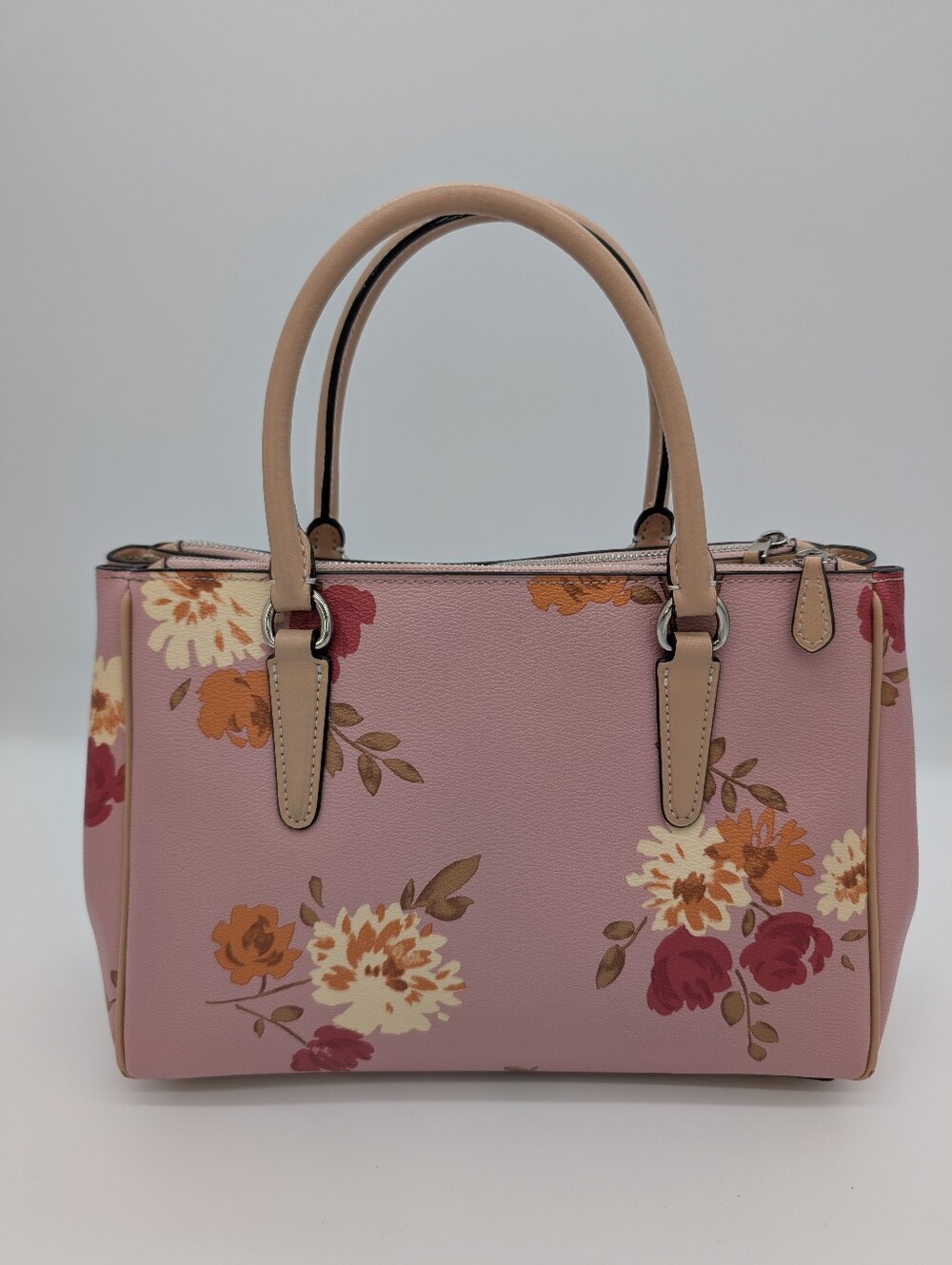 Coach Surrey Carryall Pink Peony Floral Purse Crossbody 2019 F72643 With COA - Picture 3 of 15